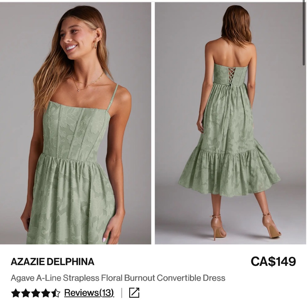 Azazie Strapless A-Line Dress in Agave Green